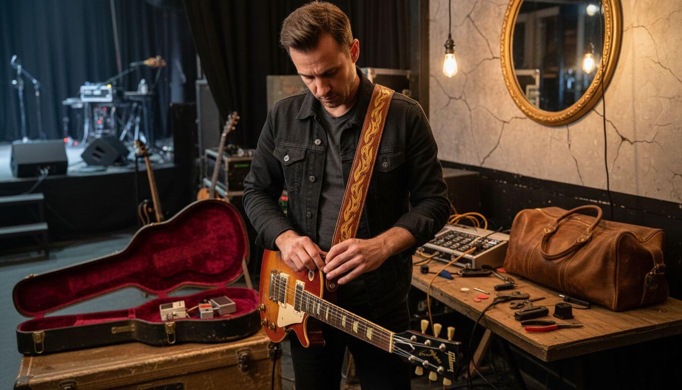 custom guitar strap backstage