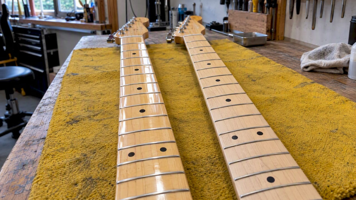 Sealed and unfinished maple fretboards compared