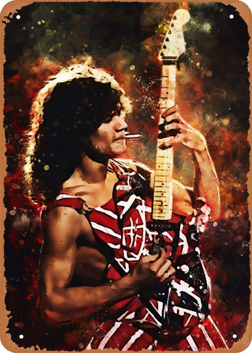Eddie Van Halen: Innovations in Guitar Playing & Design showcasing a vibrant performance with his iconic guitar.