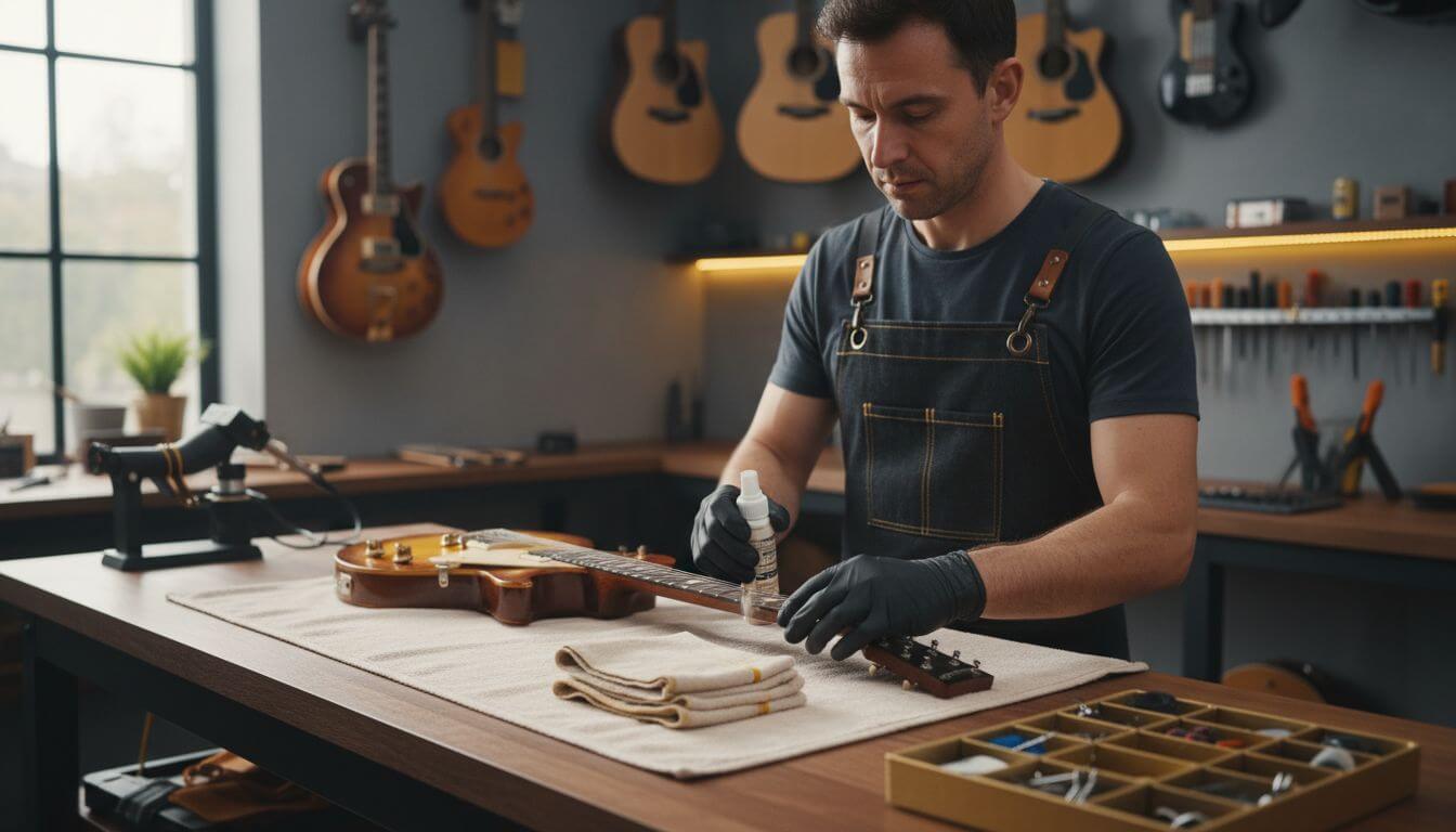 guitar fret cleaning workspace