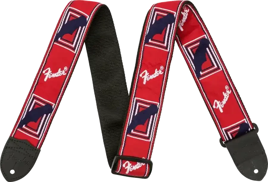 Fender Jacquard Monogrammed Strap - Red/White/Blue