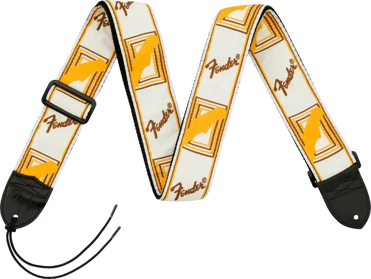 Fender Jacquard Monogrammed Strap - White/Brown/Yellow