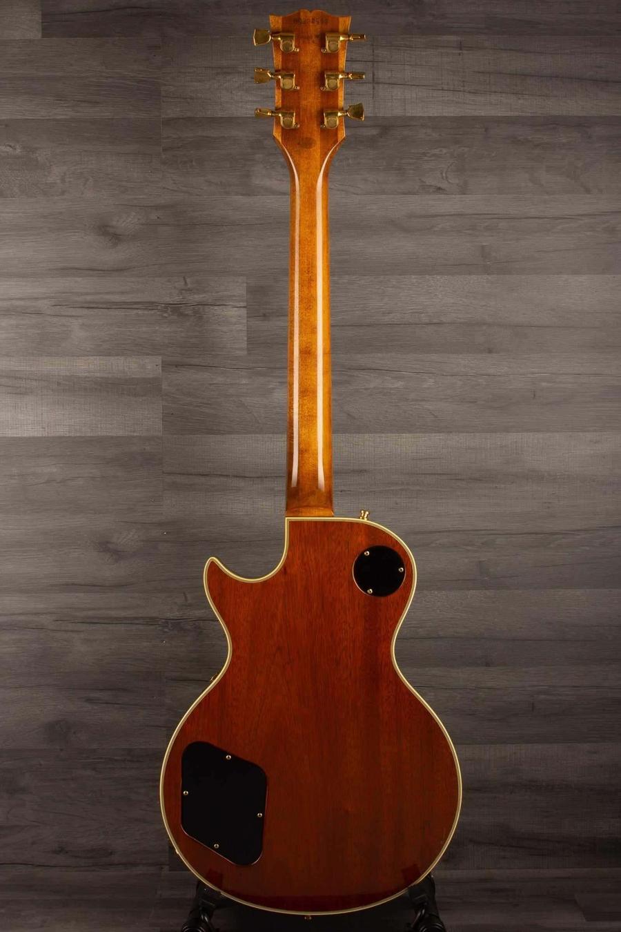 USED - Gibson 1982 Les Paul Custom - Antique sunburst back view showcasing wood grain and gold hardware.