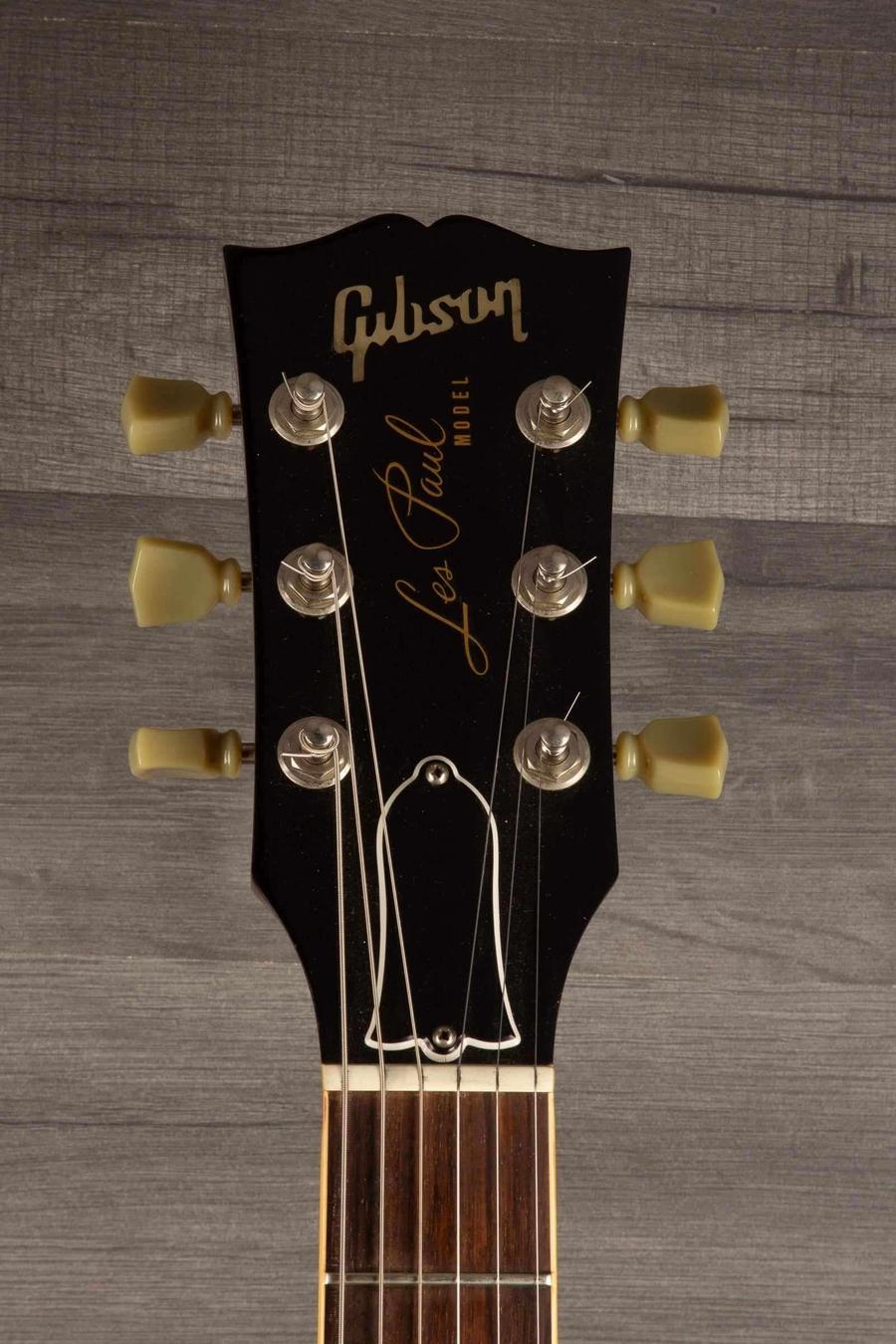 USED - Gibson 1988 Les Paul Pre Historic '59 guitar headstock close-up with vintage tuning pegs and logo.