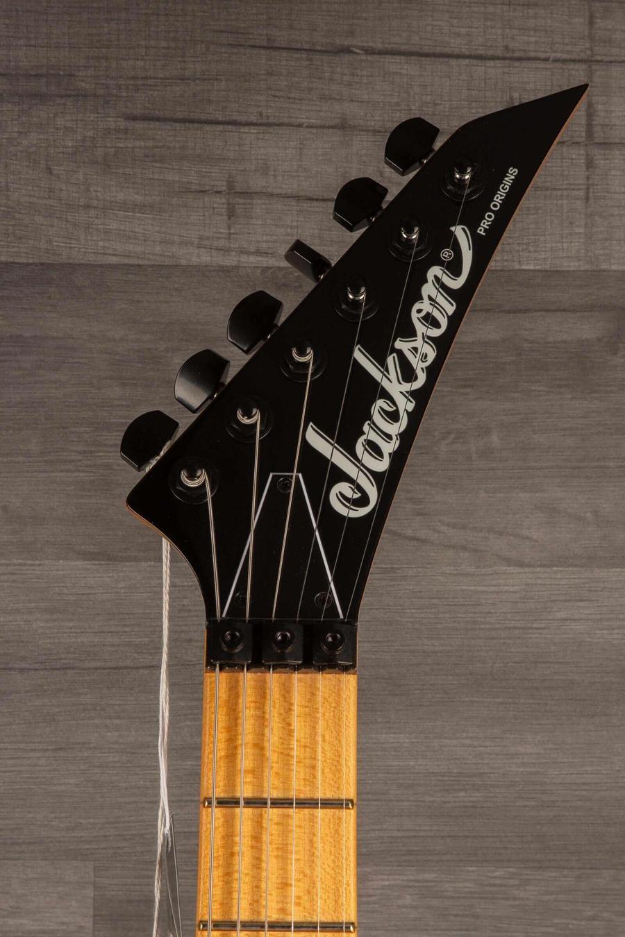 Jackson Pro Origins 1985 San Dimas SD1 HH FR, Maple Fingerboard, Gloss Black guitar headstock detail