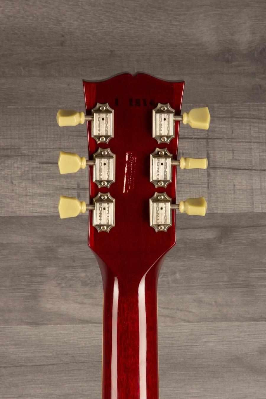 USED - Gibson 1991 Les Paul Promo '59 guitar headstock with vintage tuners and rich cherry finish.