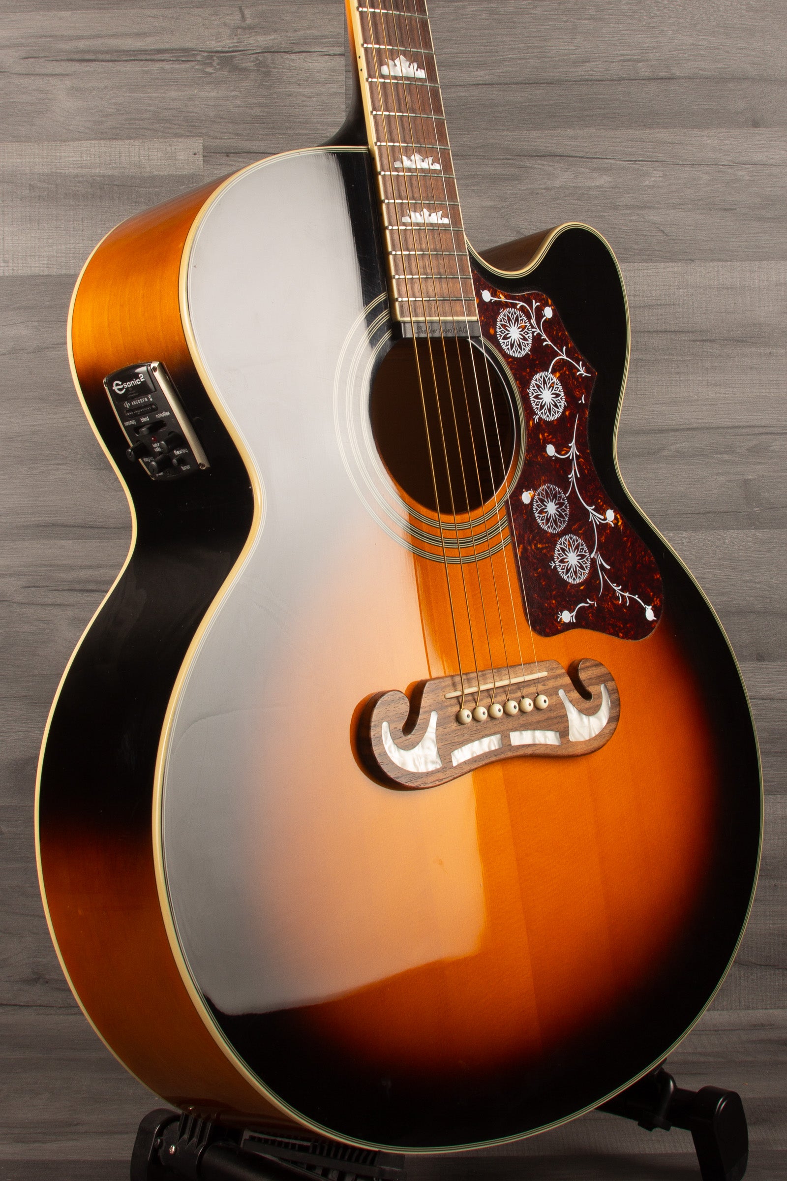 USED Epiphone J200 EC Studio Solid Top, Fishman Sonitone - Vintage Sunburst - Acoustic Guitar