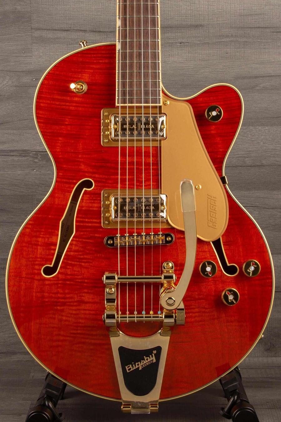 Gretsch Electromatic® LTD Flame Okoume Broadkaster® Jr. Single -Cut with Bigsby®, Rosewood Fingerboard, Roundup Orange