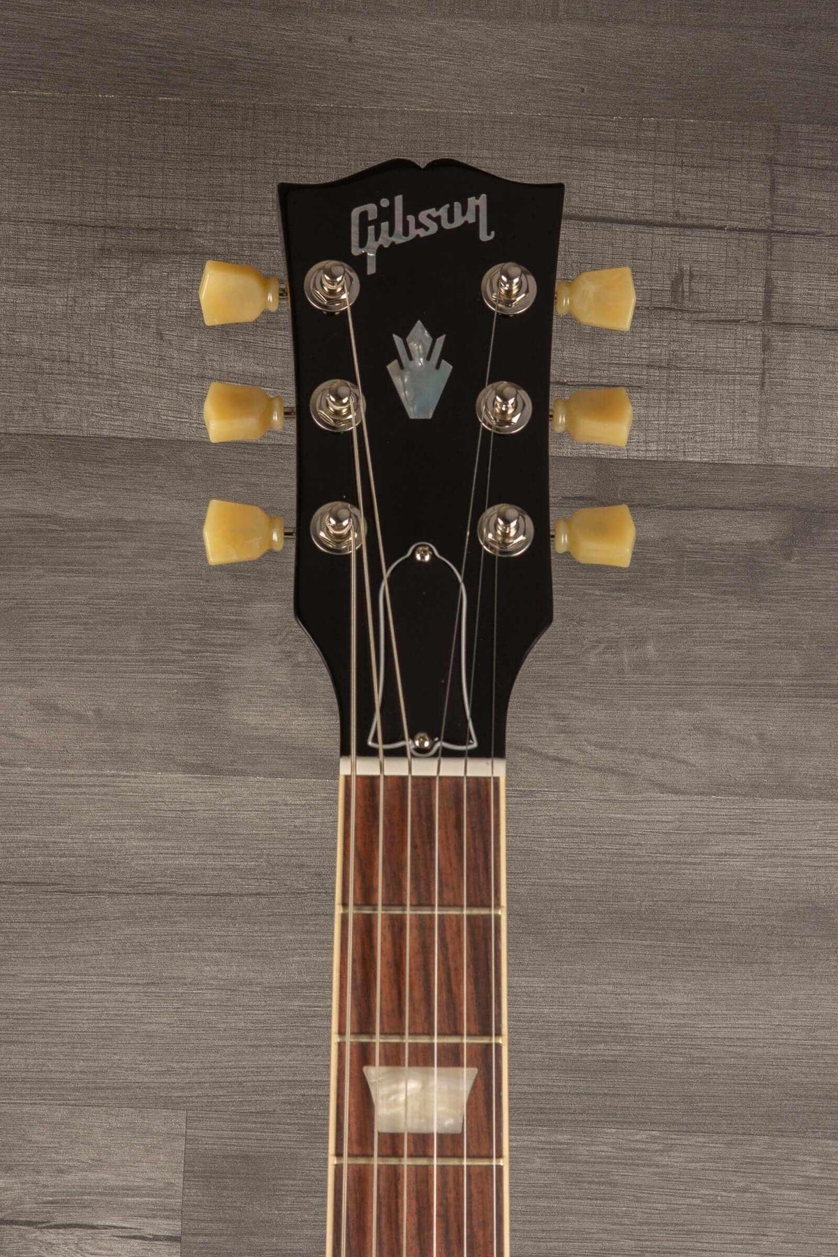 Gibson SG Standard '61 Stopbar Electric Guitar - Pelham Blue Burst headstock view with tuning pegs and inlays.