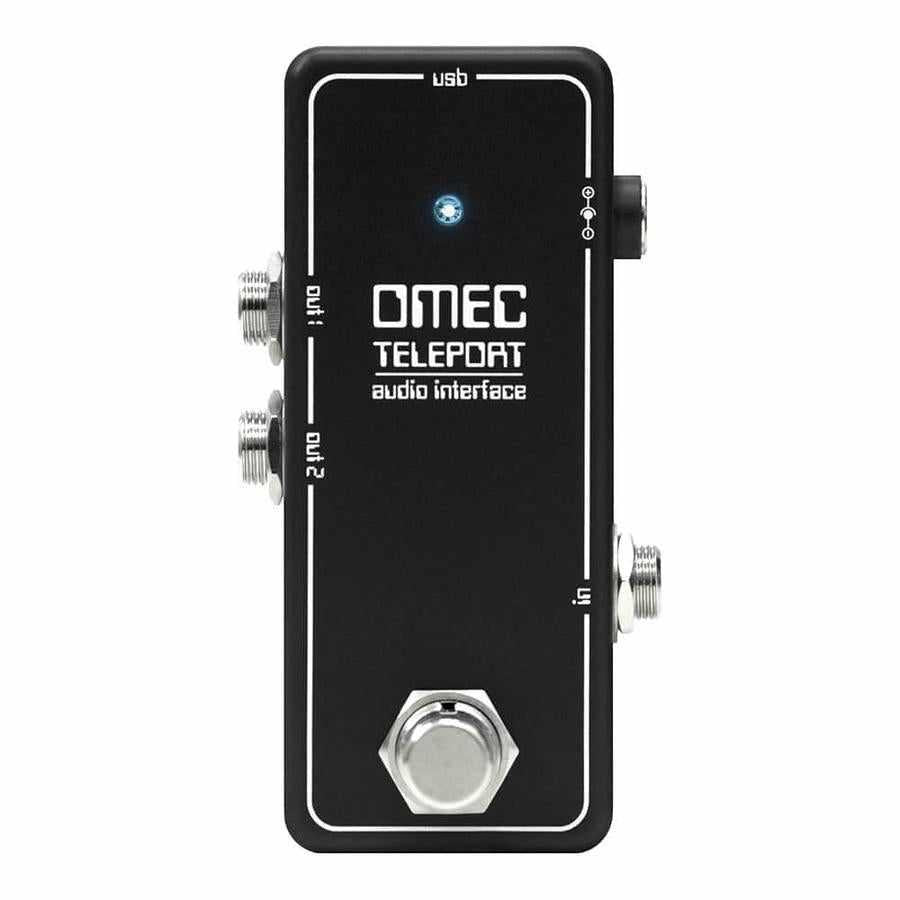 Orange Omec Teleport Audio Interface in compact effects pedal design with USB connectivity.