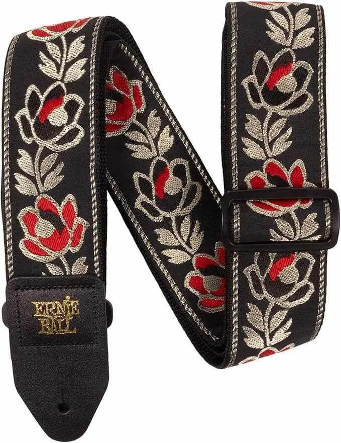 Ernie Ball Jacquard Guitar Strap - 5380 Jacquard Noble rose with floral design and adjustable features.