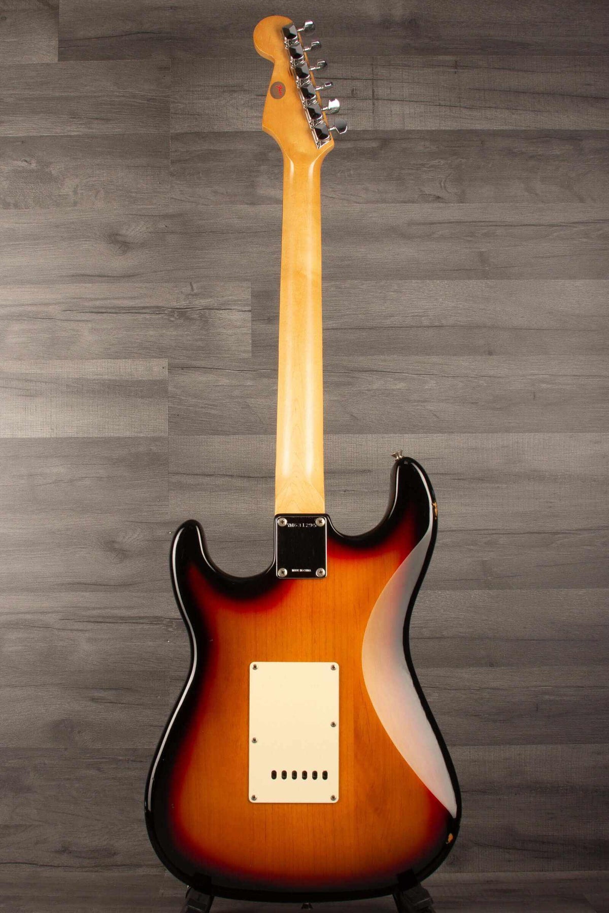 USED - Squier Stratocaster s/b back view showing neck and body, used with signs of wear.