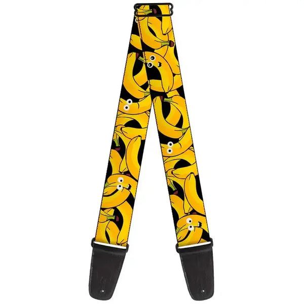 Buckle Down Bananas Stacked Cartoon Black/Yellow Guitar Strap - MusicStreet