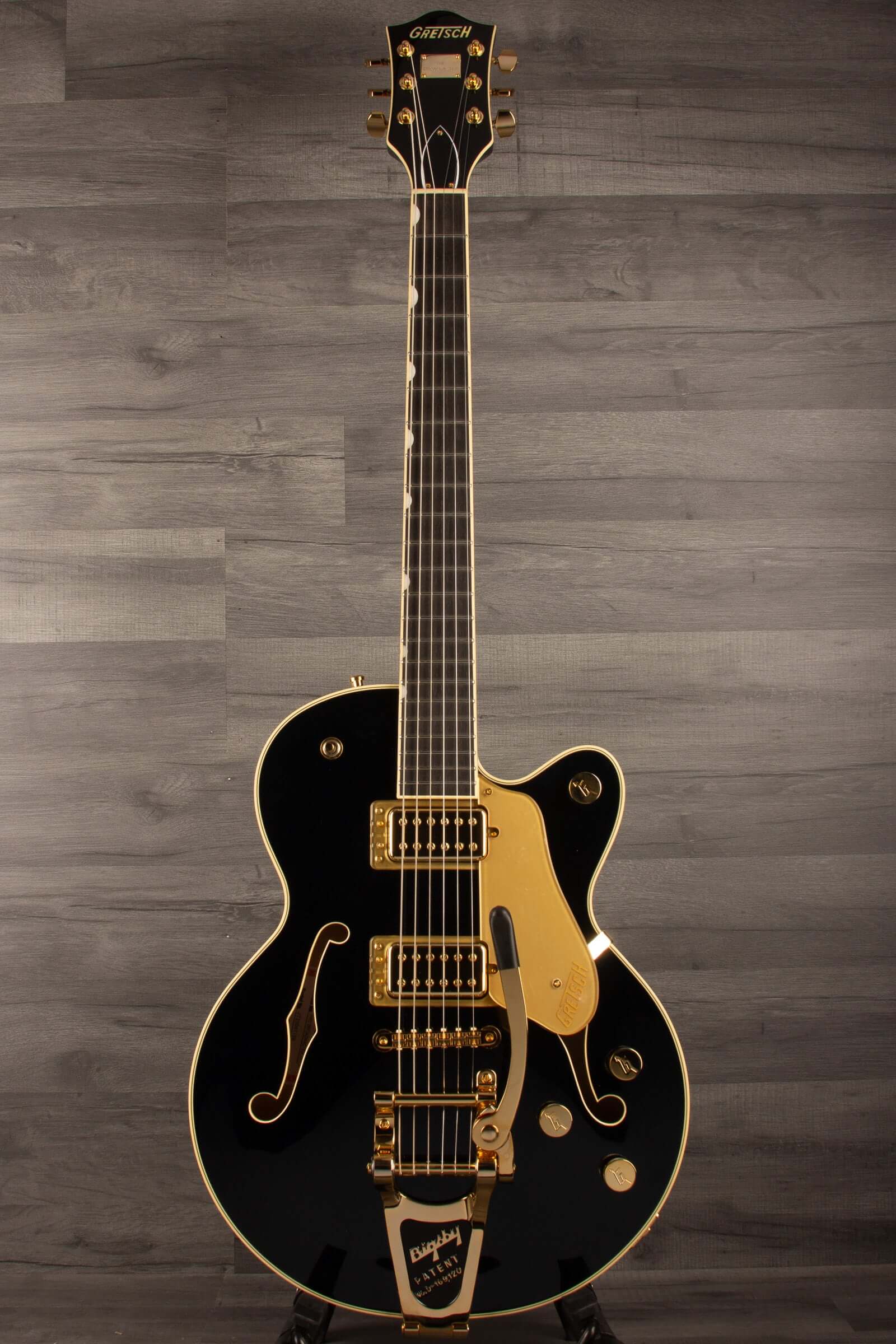 Gretsch Broadkaster® Jr. LX Center Block guitar in Midnight Sapphire, featuring Gold Hardware and Ebony Fingerboard.