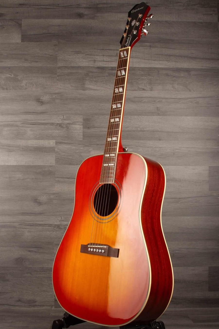 B stock. Epiphone Hummingbird Studio - Faded Cherry - Solid Top / Fishman Sonitone - Acoustic Guitar - MusicStreet