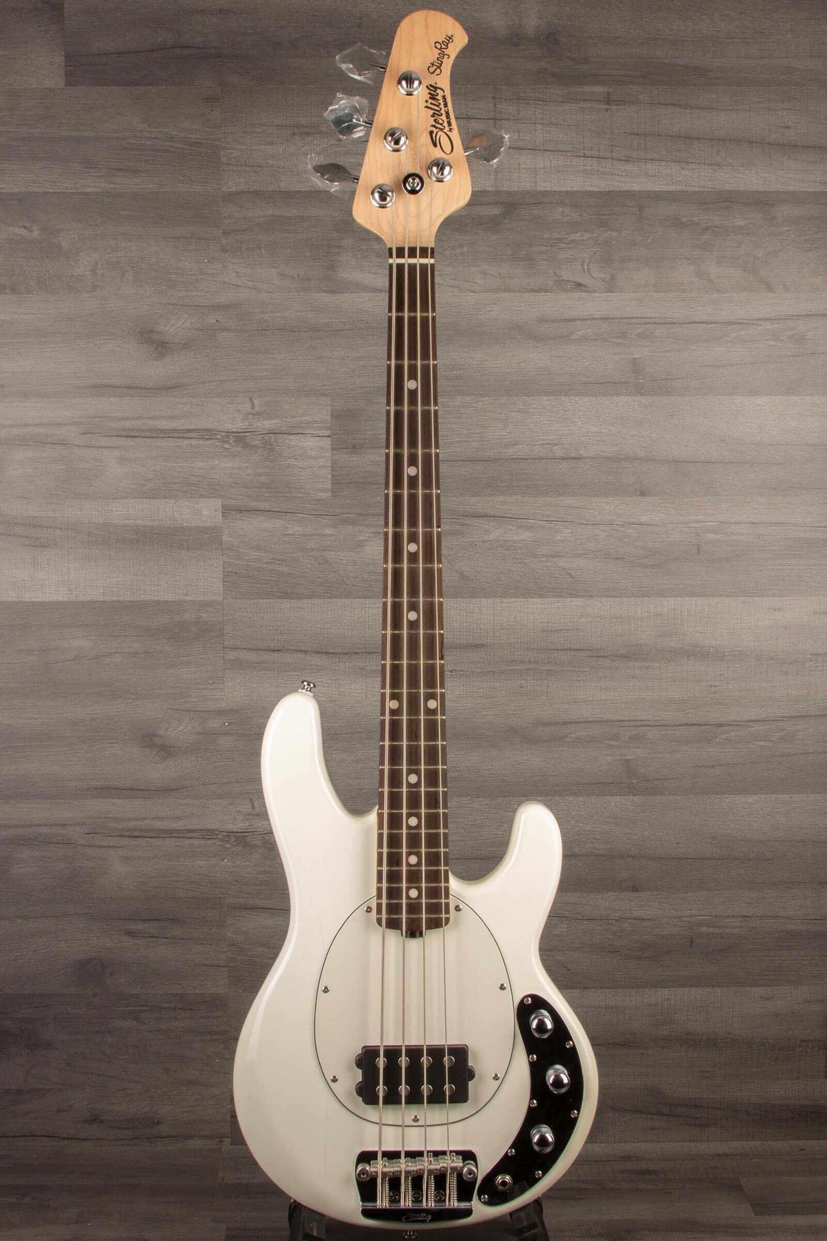 *B Stock - Sterling Stingray Short Scale Bass Guitar - Olympic White - MusicStreet