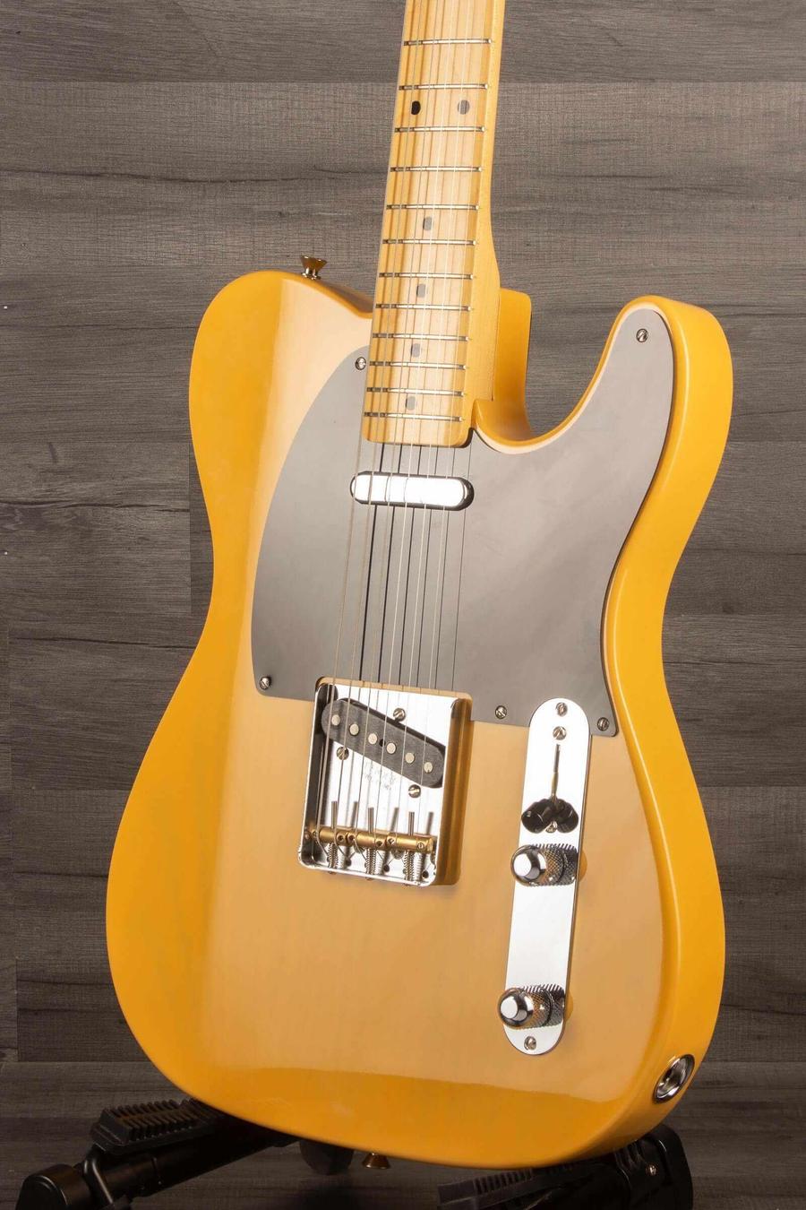USED - Fender Japanese Traditional II 51 Nocaster Butterscotch Blonde guitar with a gloss finish and black pickguard.