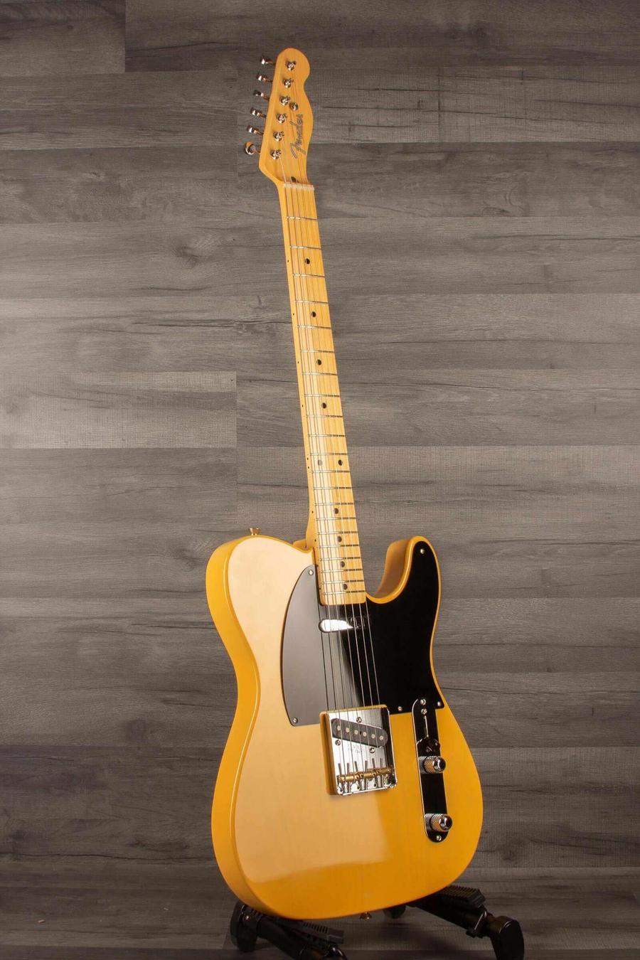 USED - Fender Japanese Traditional II 51 Nocaster Butterscotch Blonde electric guitar with black pickguard.