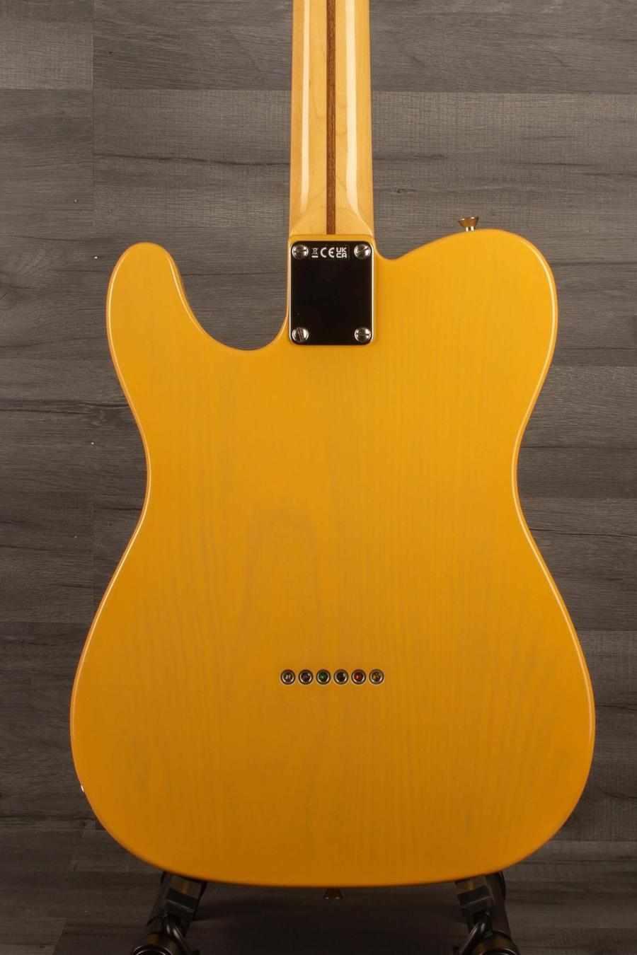 Back view of a USED Fender Japanese Traditional II 51 Nocaster in Butterscotch Blonde finish with natural grain.
