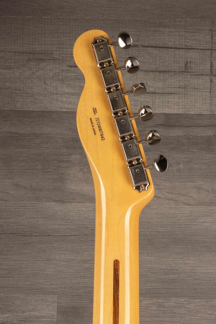 USED - Fender Japanese Traditional II 51 Nocaster Butterscotch Blonde neck view with tuning pegs and gloss finish.