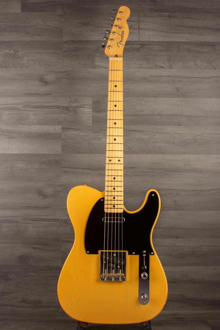 USED Fender Japanese Traditional II 51 Nocaster Butterscotch Blonde electric guitar with black pickguard.