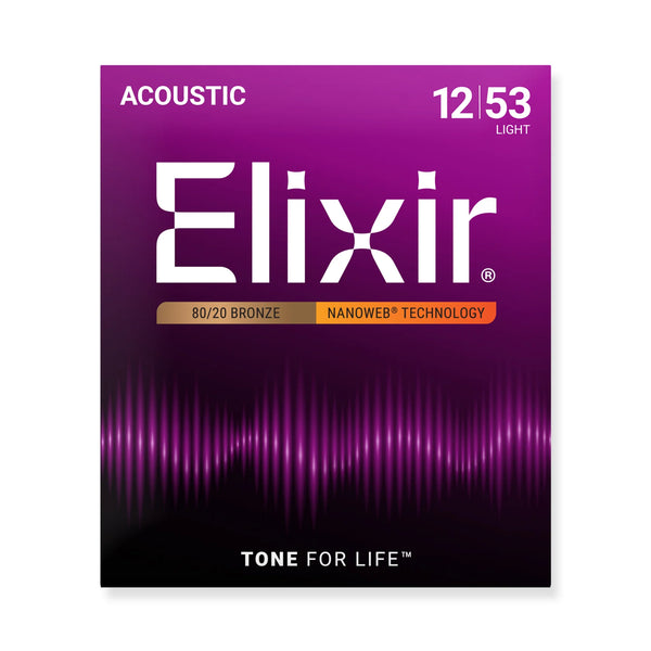 Elixir 12-53 Nanoweb Coated Acoustic Guitar Strings
