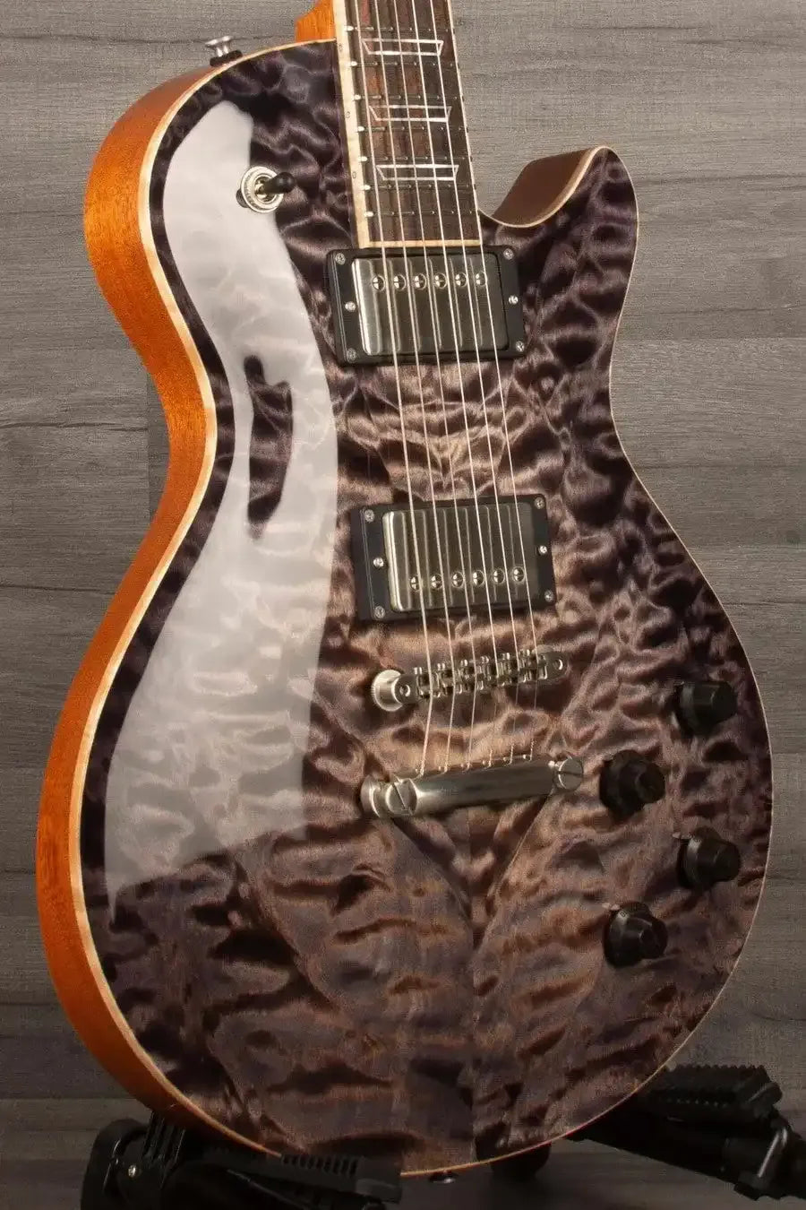 Patrick James Eggle Macon Carved Top Electric Guitar - Blackburst, Master Grade Quilt s#31117