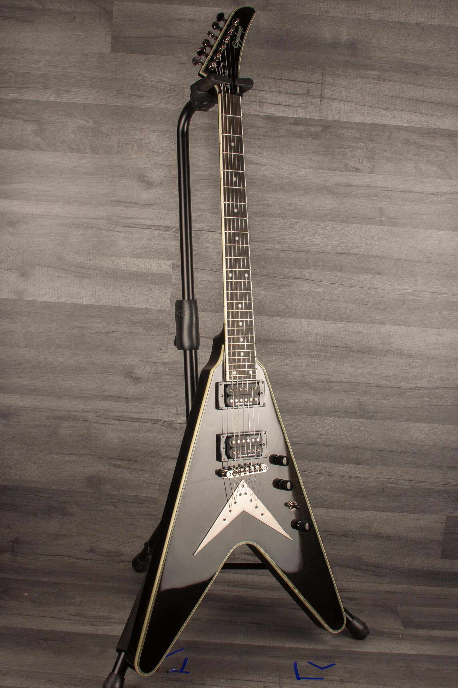Epiphone Dave Mustaine Flying V Custom Electric Guitar, Metallic Black (Incl. Hard Case)