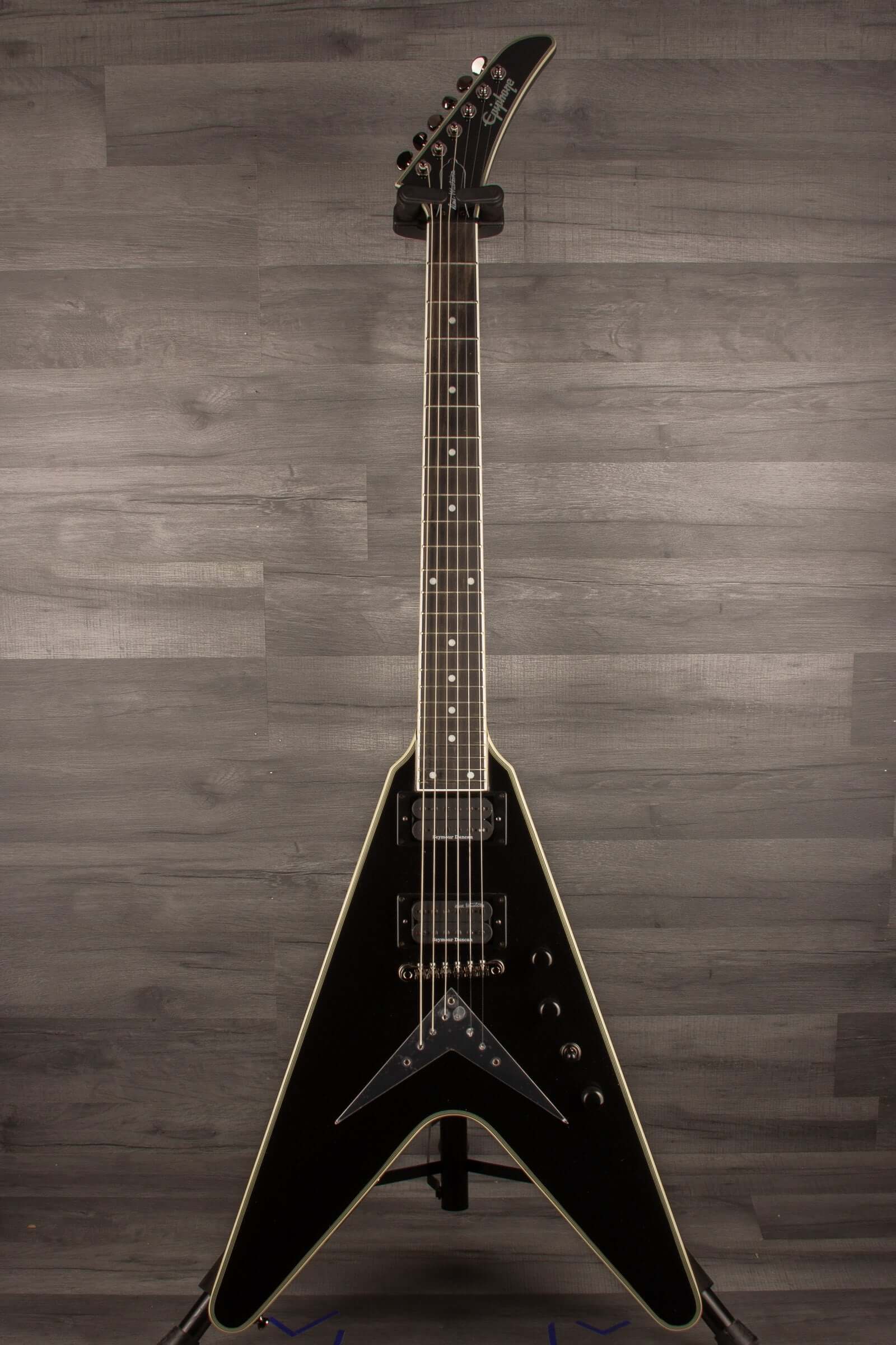Epiphone Dave Mustaine Flying V Custom Electric Guitar, Metallic Black (Incl. Hard Case)
