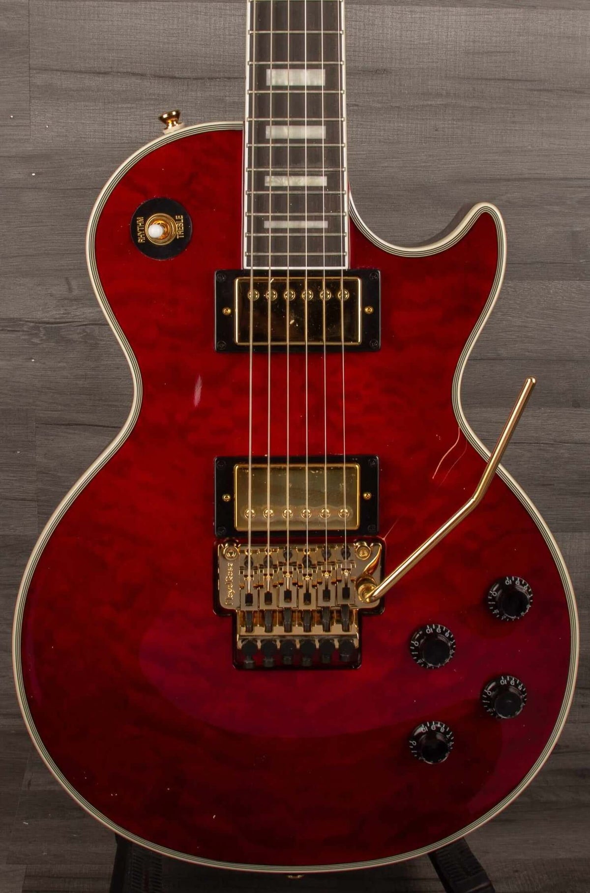 Epiphone Alex Lifeson Les Paul Custom Axcess Quilt Electric Guitar - Ruby (Incl. Hard Case)