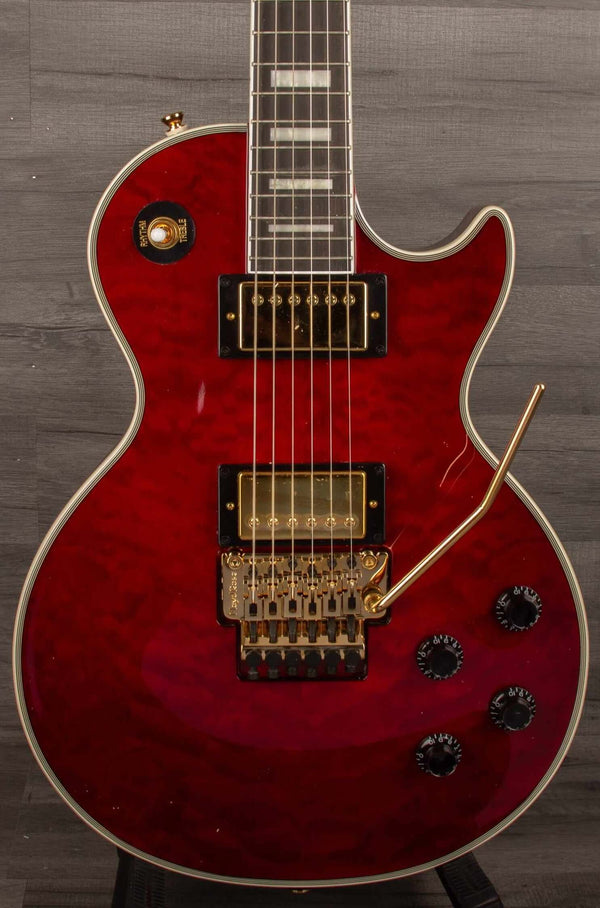 Epiphone Alex Lifeson Les Paul Custom Axcess Quilt Electric Guitar - Ruby (Incl. Hard Case)