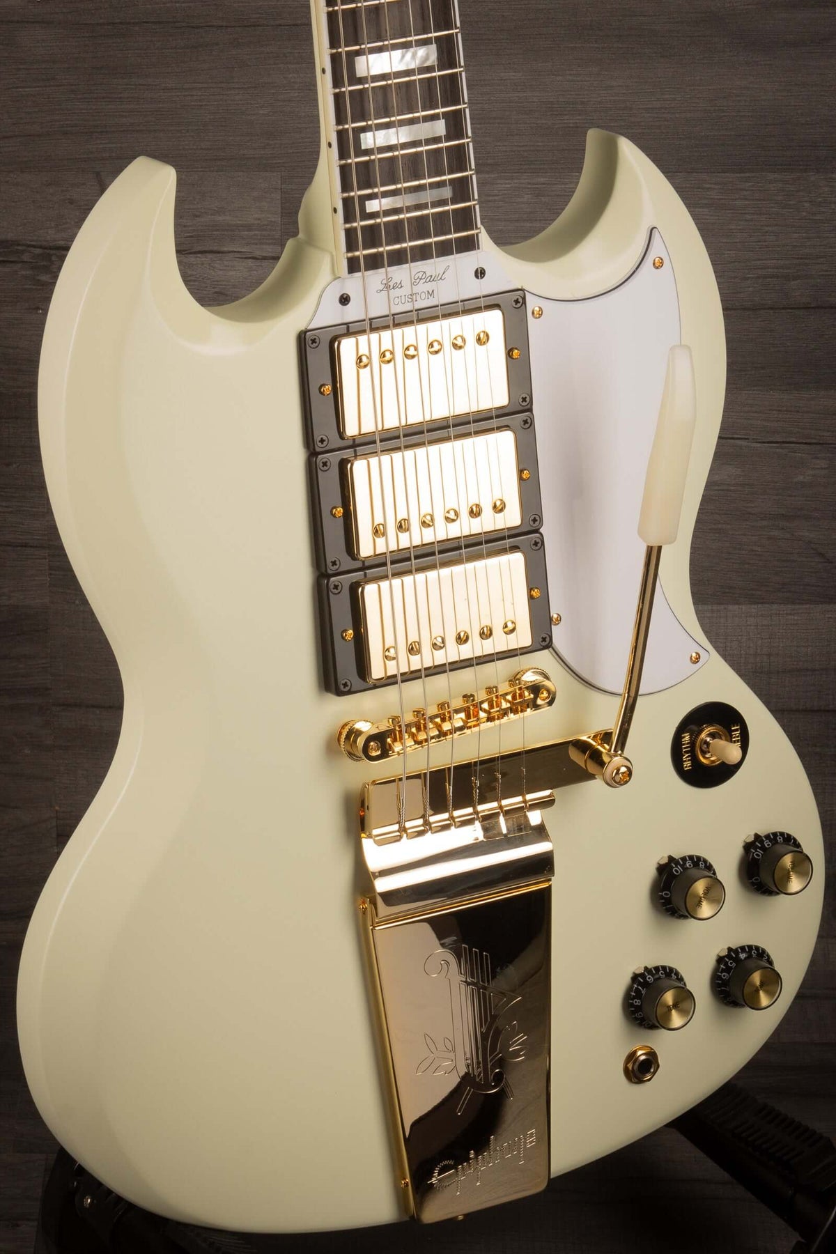 Epiphone 1963 Les Paul SG Custom With Maestro Vibrola Inspired by Gibson Custom, Classic White - inc case - MusicStreet