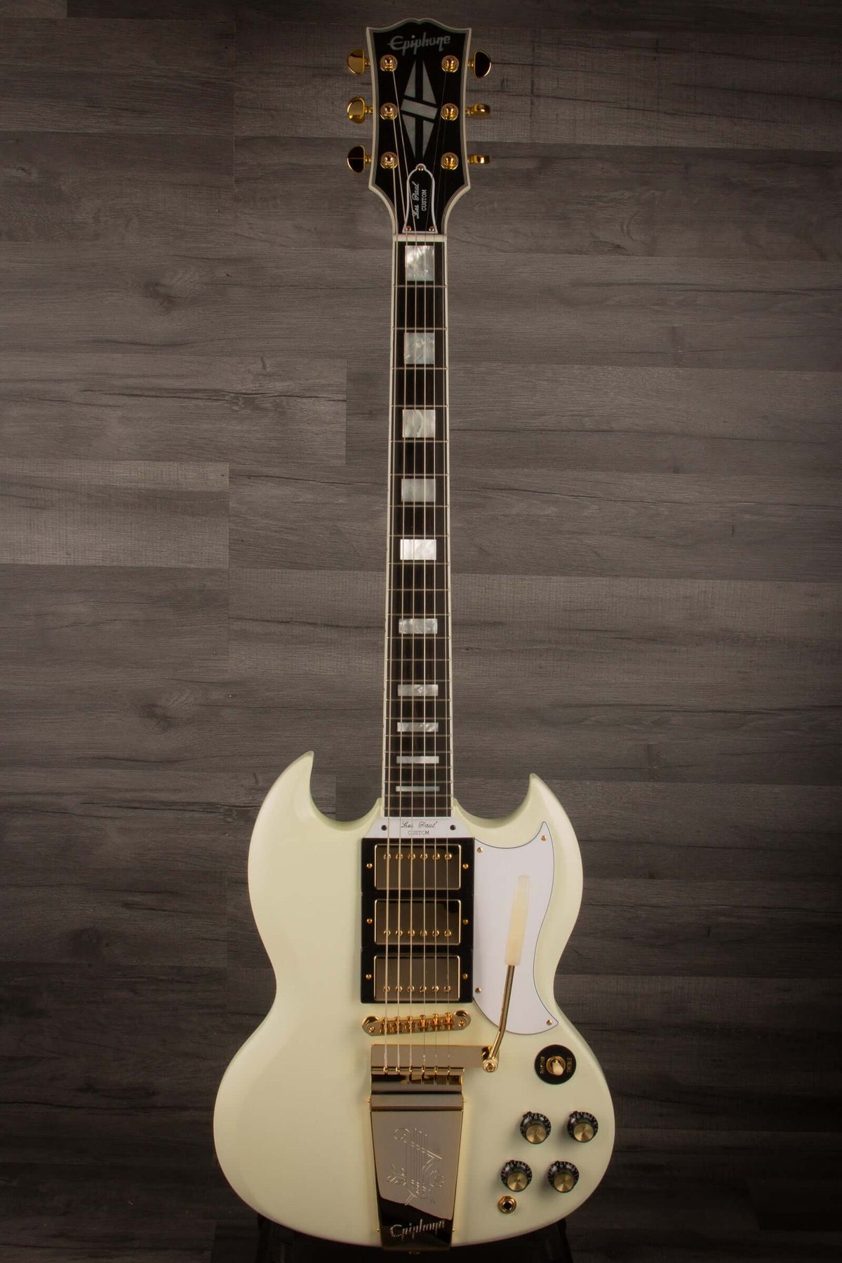 Epiphone 1963 Les Paul SG Custom With Maestro Vibrola Inspired by Gibson Custom, Classic White - inc case - MusicStreet