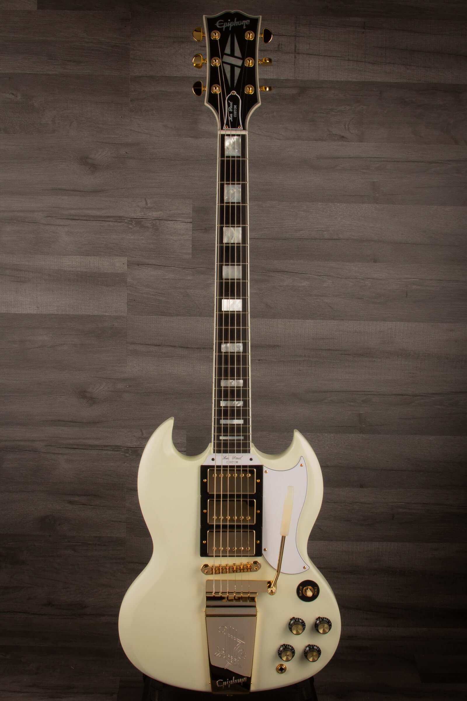 Epiphone 1963 Les Paul SG Custom With Maestro Vibrola Inspired by Gibson Custom, Classic White - inc case