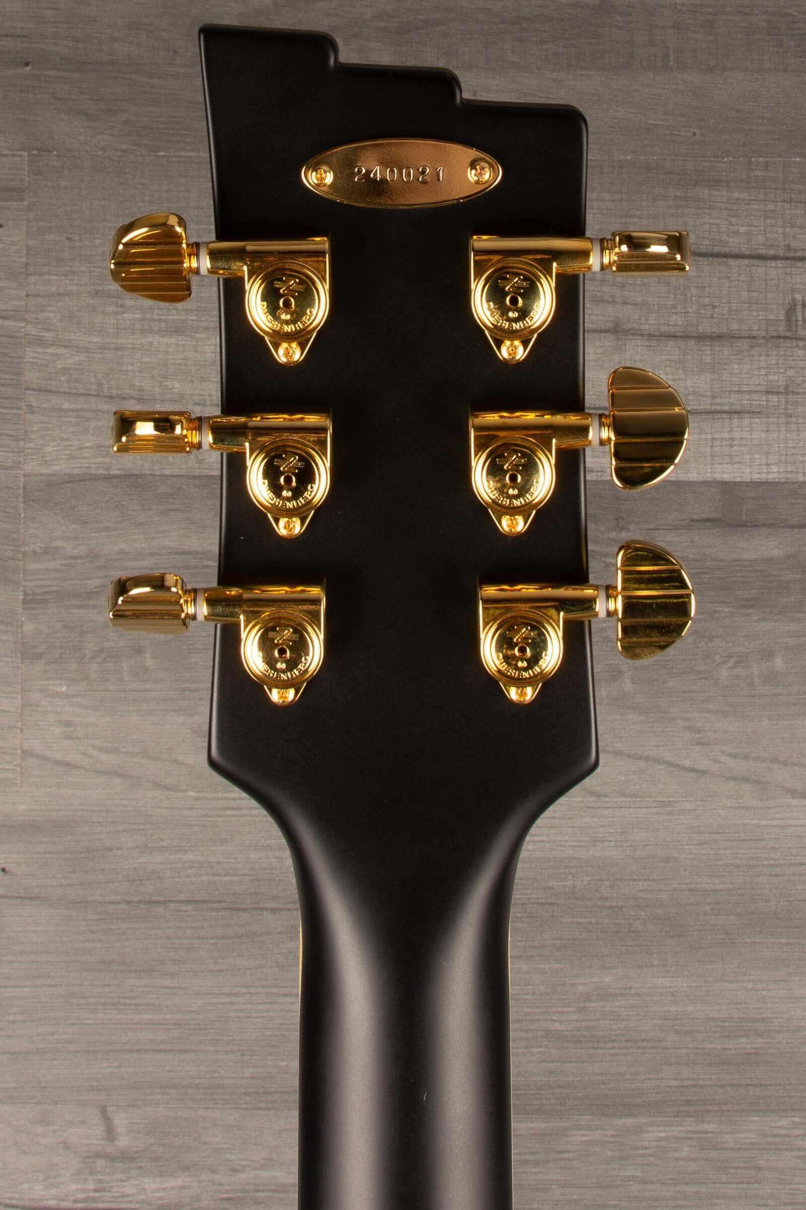 Duesenberg Falken Tremola , Electric Guitar - Matte Black headstock with gold tuning pegs
