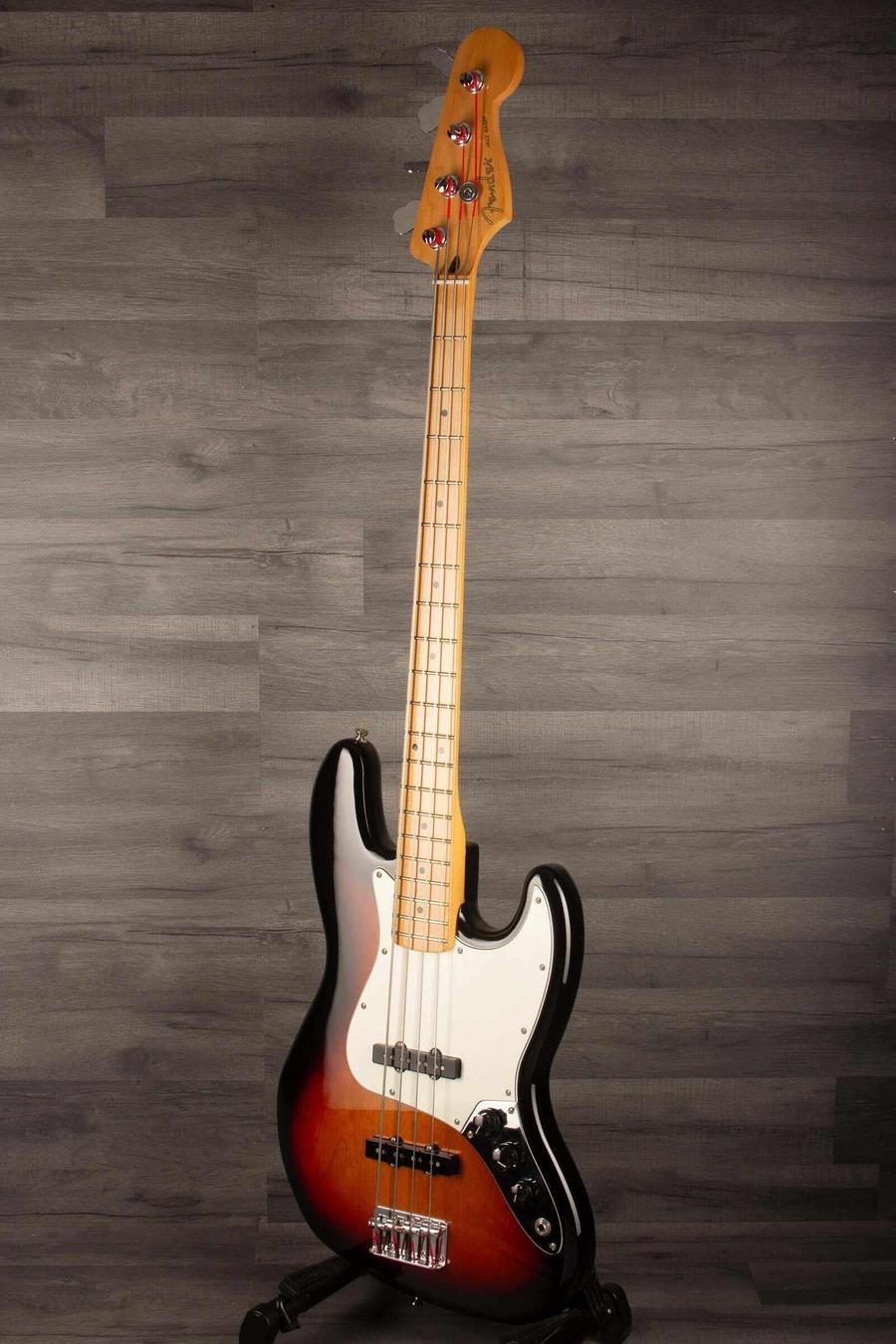 Fender Player Jazz Bass Guitar, Maple neck, 3 tone sunburst, great condition with flatwound strings.