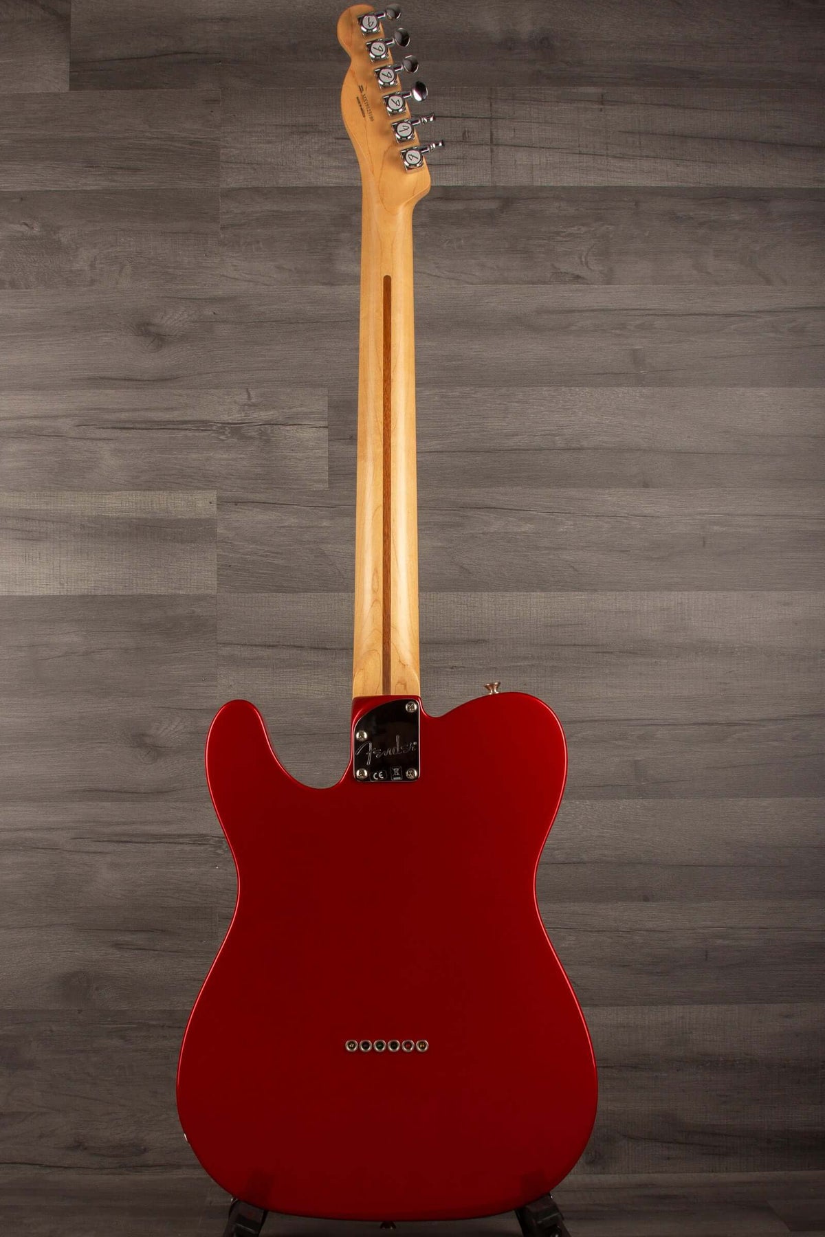 USED - Fender Deluxe Telecaster Thinline, Maple Fingerboard, Candy Apple Red back view showcasing its elegant finish.
