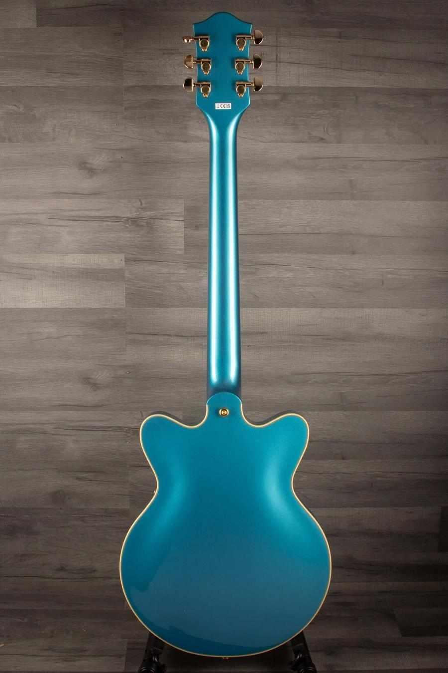 Back view of the Gretsch G2655TG Streamliner™ Center Block Jr. Double-Cut with Bigsby® LTD, Laurel Fingerboard, Riviera Blue.