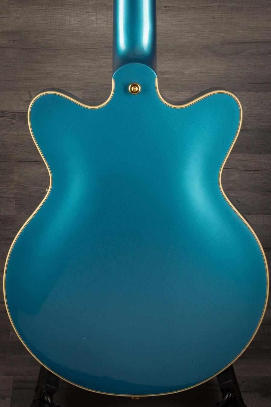 Gretsch G2655TG Streamliner™ Center Block Jr. Double-Cut with Bigsby® LTD, Laurel Fingerboard, Riviera Blue backside view.
