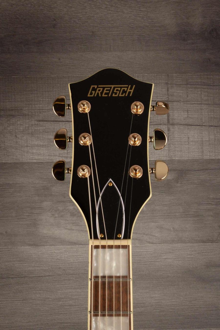 Gretsch G2655TG Streamliner™ Center Block Jr. Double-Cut with Bigsby® LTD, Laurel Fingerboard, Riviera Blue headstock view.