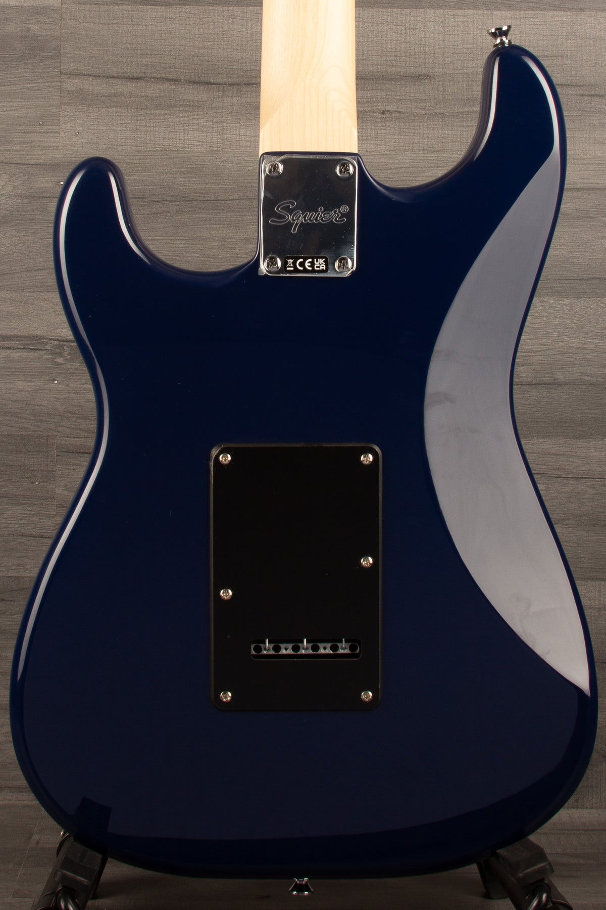 Squier Sonic Stratocaster HSS with Maple Fingerboard and Black Pickguard in Midnight Blue