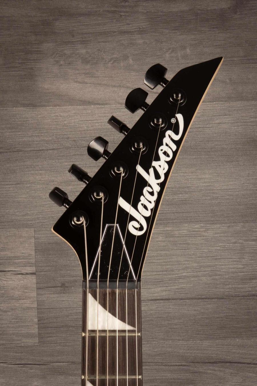 Jackson JS Series Dinky® Minion JS1X, Amaranth Fingerboard, Safety Orange headstock view