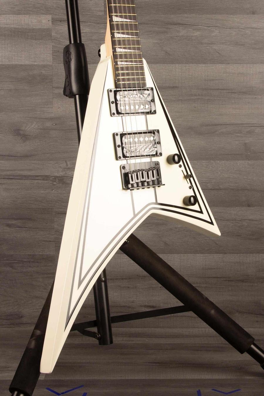 Jackson JS Series RR JS1XM Minion Electric Guitar - Snow White with black hardware and Jackson pointed 6-in-line headstock