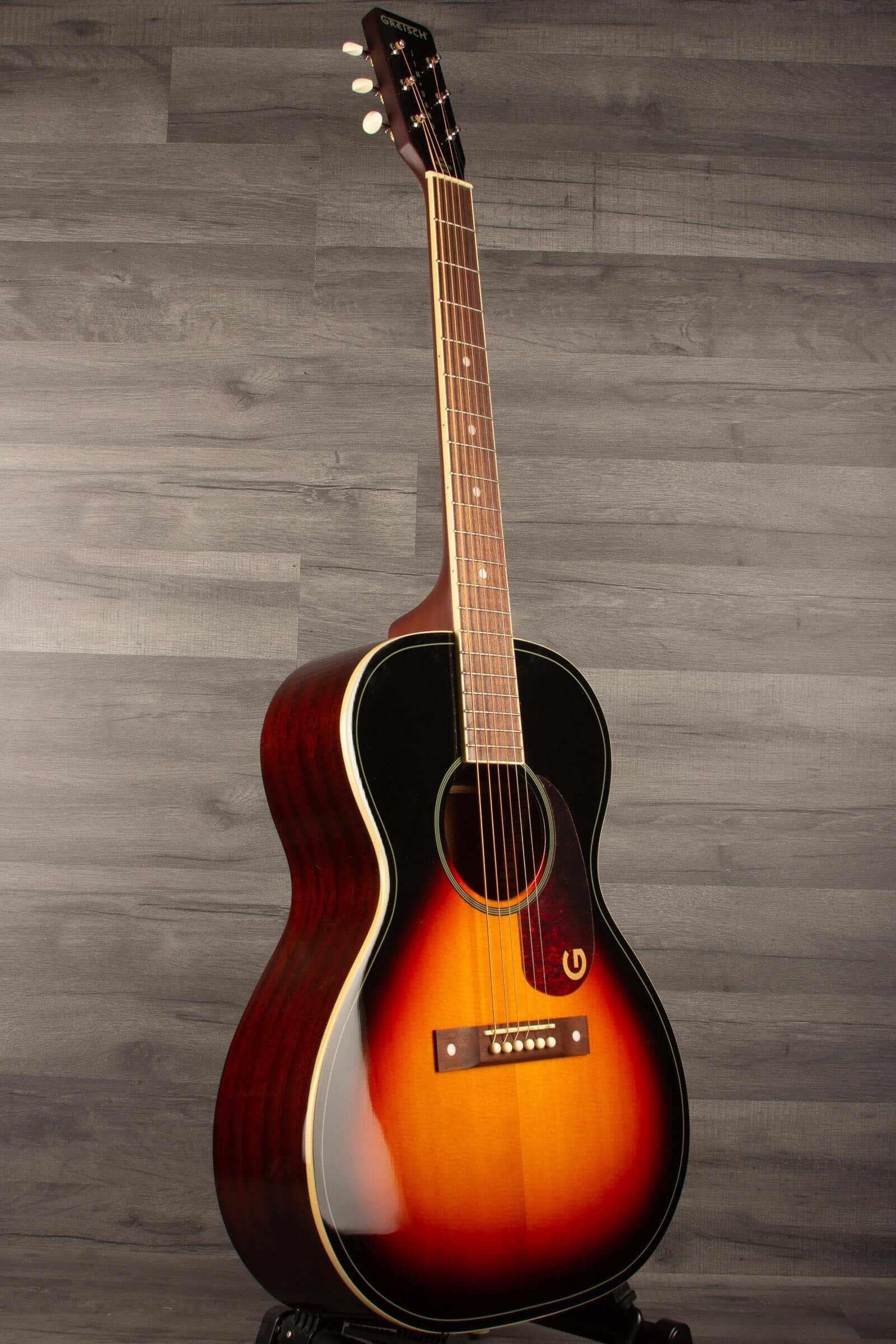 Gretsch Jim Dandy™ Concert LTD guitar with solid spruce top and heritage burst finish.