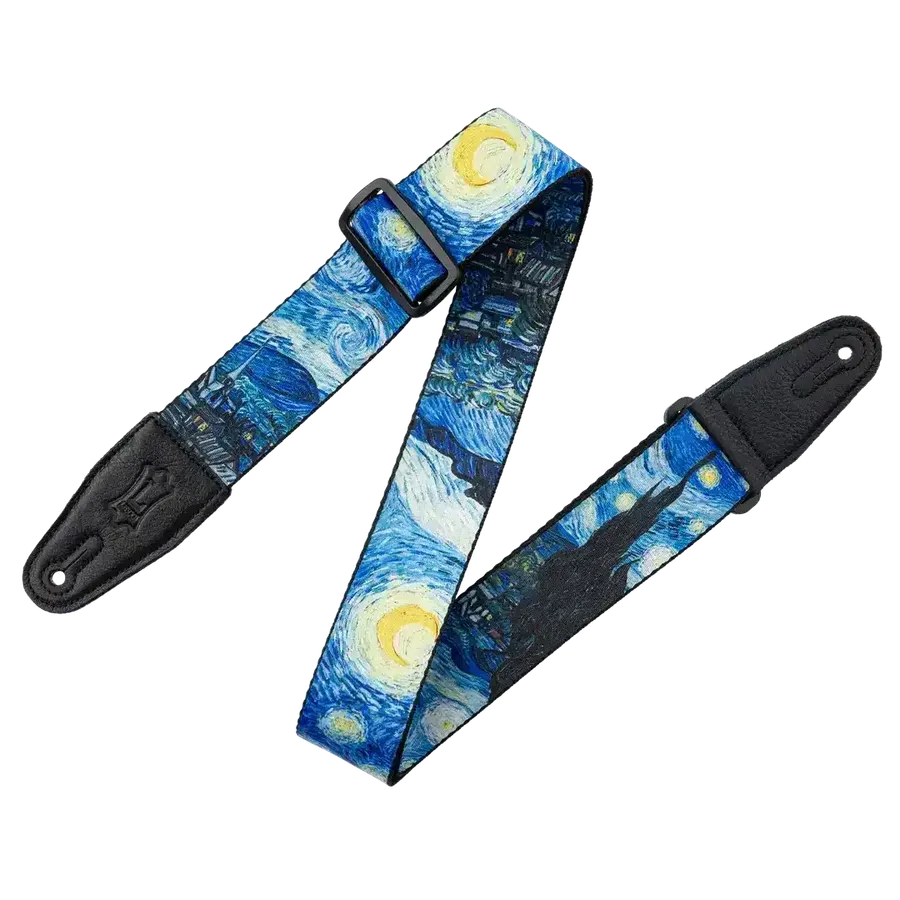 Levy's Masterpiece Series guitar strap featuring Van Gogh's artwork, the Great Wave guitar strap design.