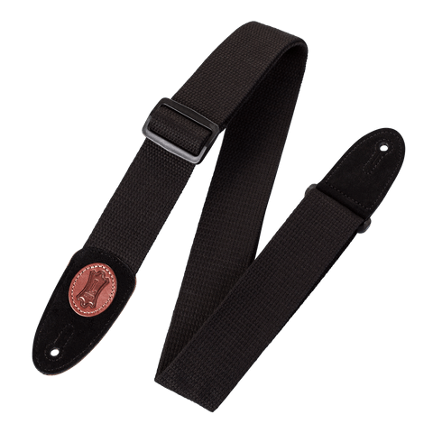 Levy's Signature Cotton w Suede Ends Extra Long - Black - Guitar Strap