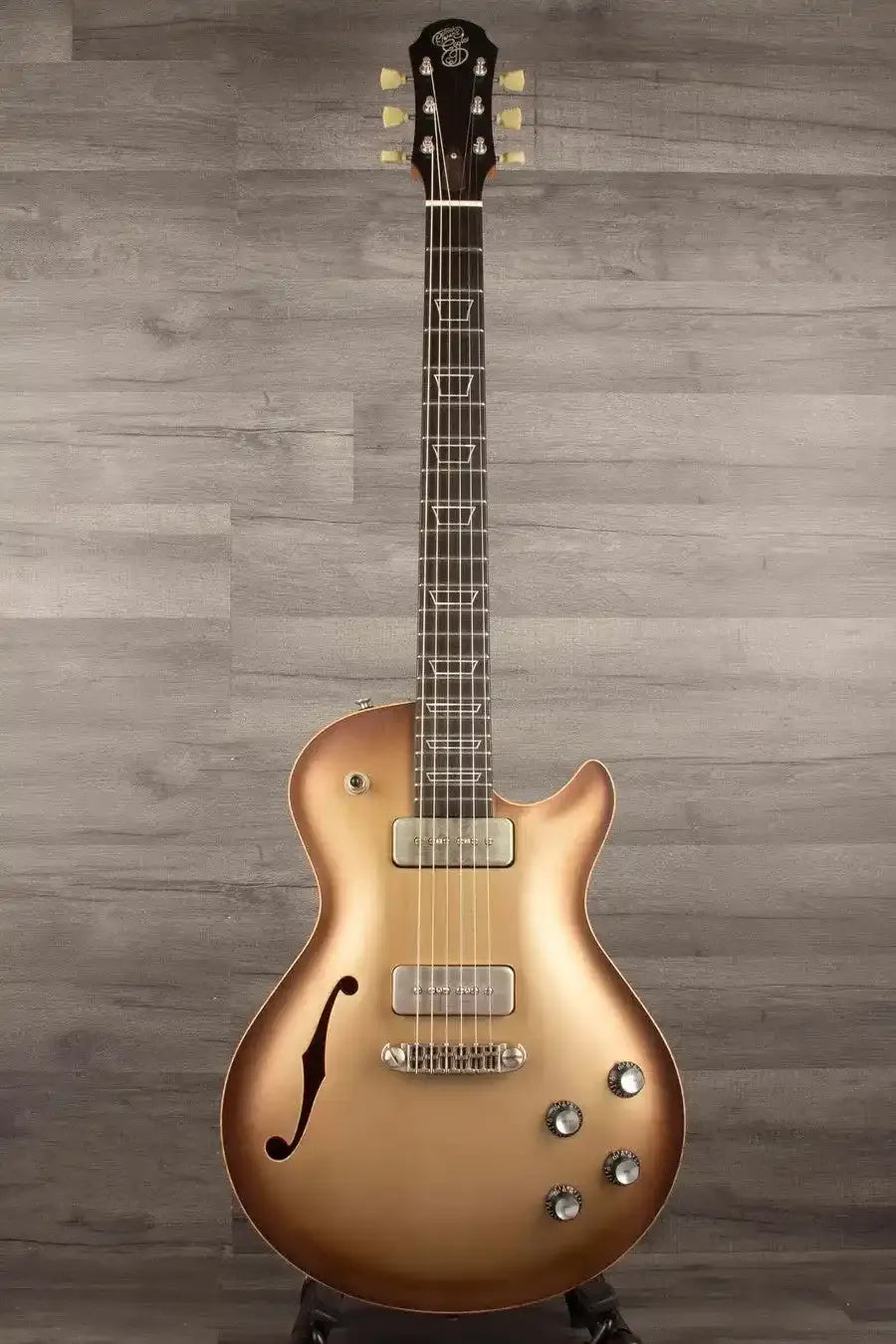 Patrick James Eggle Macon Carved Top Electric Guitar - Sunburst over Shoreline Gold s#31150