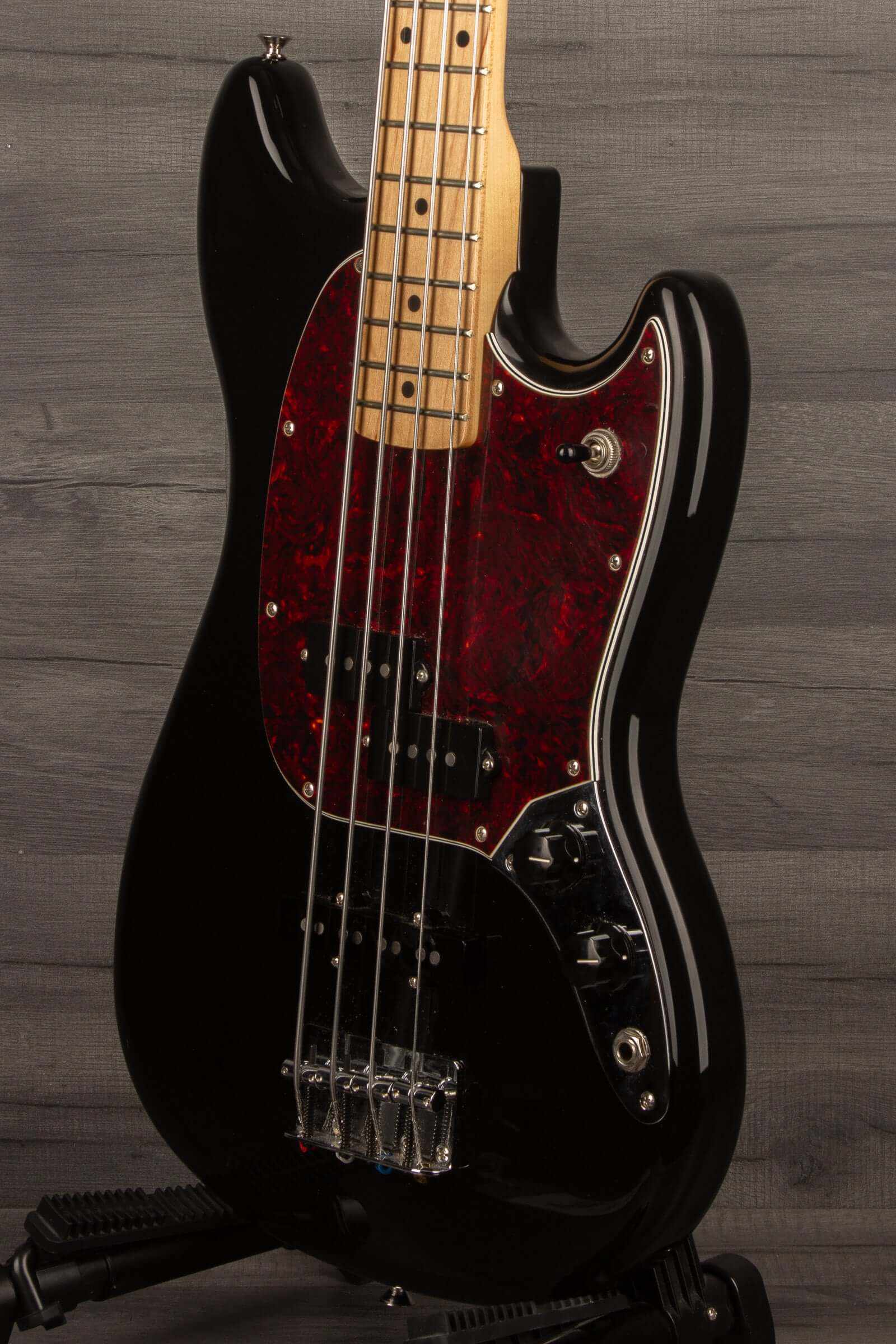 USED - Fender Mustang PJ Bass Guitar - Black (Incl. hard case)