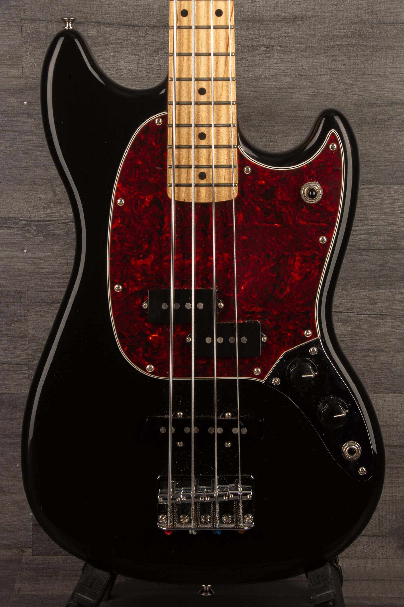 USED - Fender Mustang PJ Bass Guitar - Black (Incl. hard case)