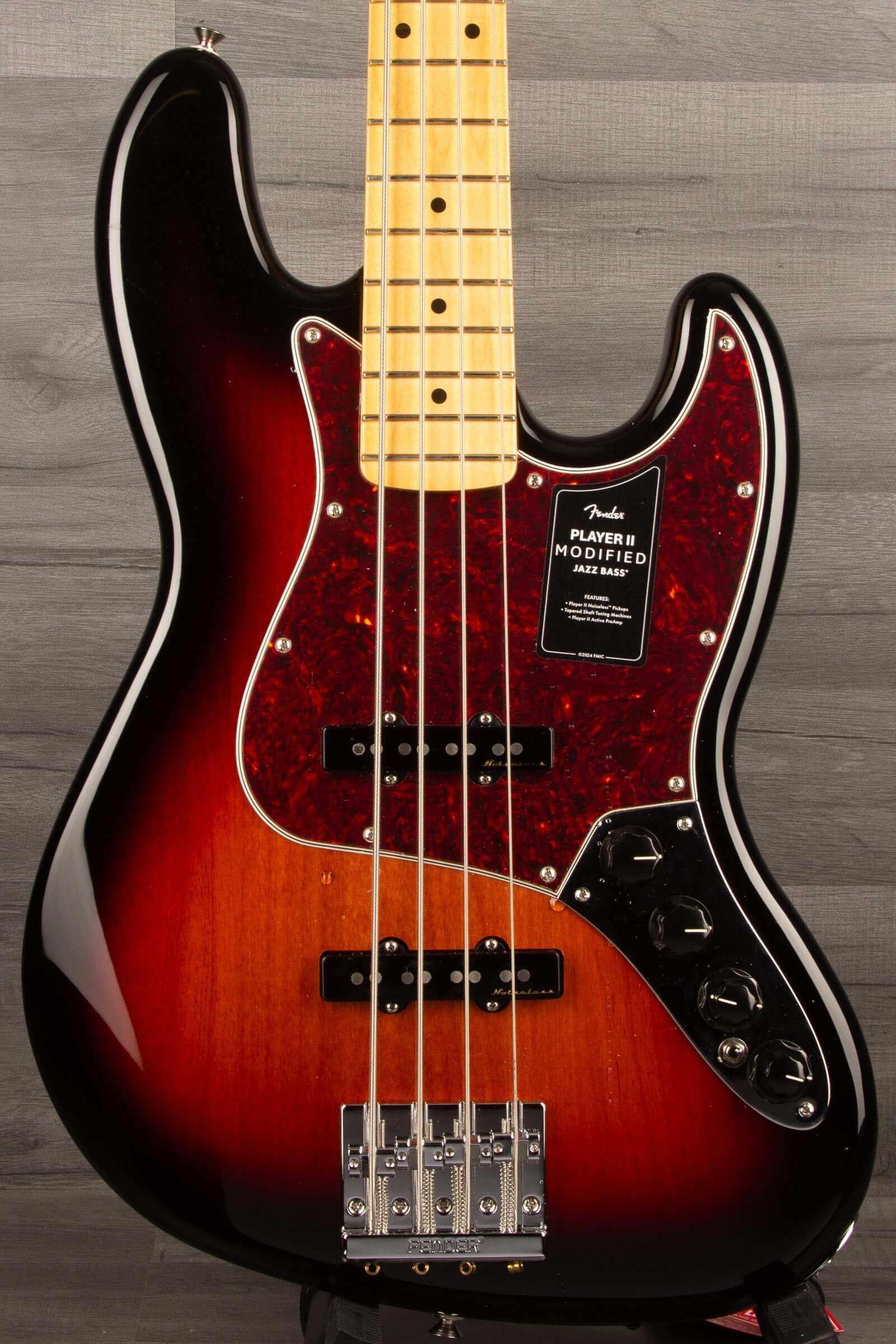 Fender Player II Modified Active Jazz Bass®, Maple Fingerboard, 3 Tone Sunburst